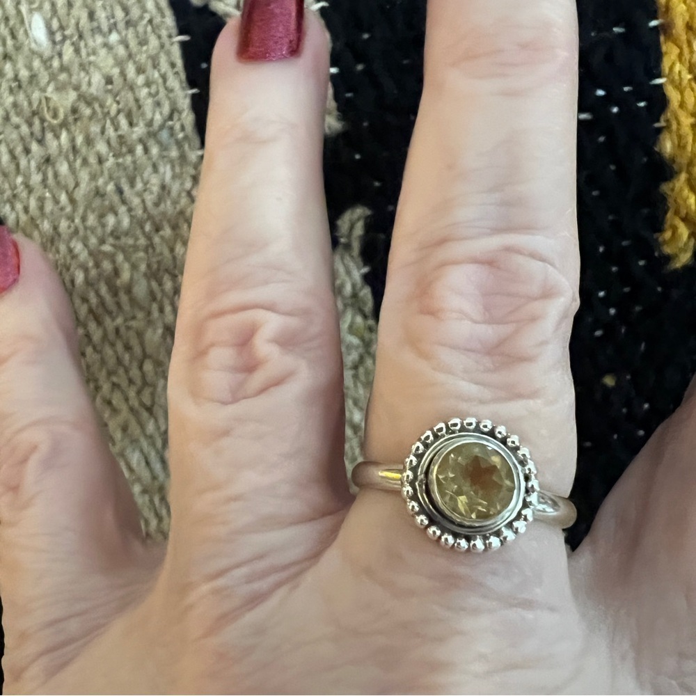 ❤️ Citrine Sterling Silver 925 Bohemian Hippie Style Ring Size 8.25 - Picture 4 of 11